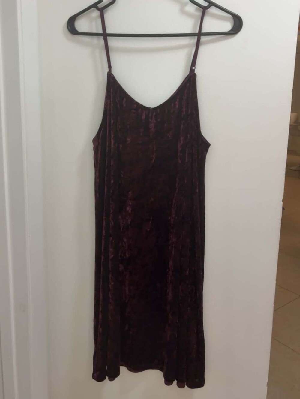 Mudd Violet/Burgundy Crushed Velvet Cami Dress, Adjustable Straps, XL